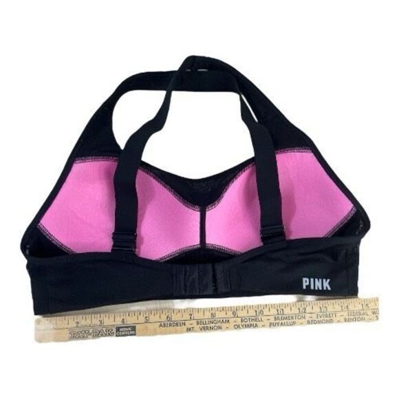 Victoria's Secret Pink Sport Bra M Ultimate Lightly Lined Black Back Closure - Picture 6 of 14